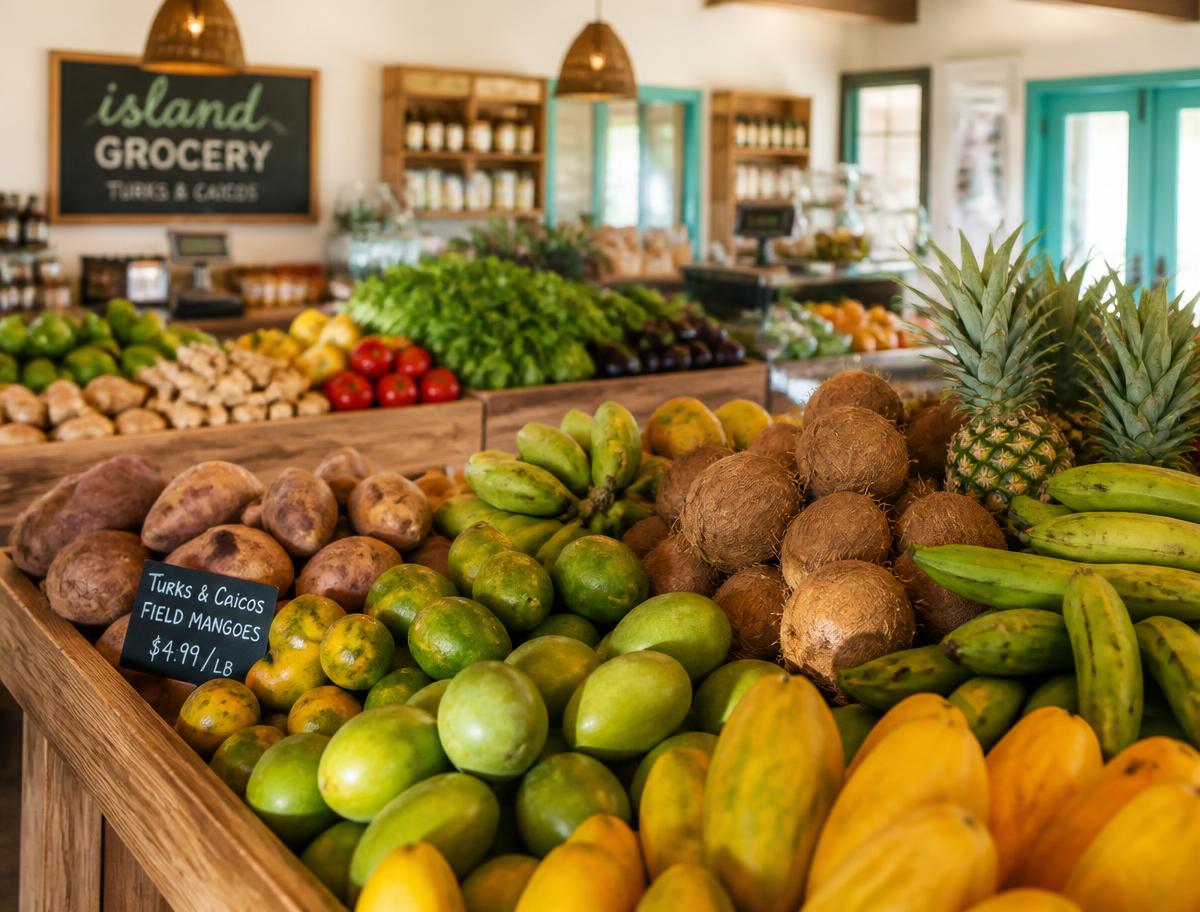 Fresh produce in a Turks and Caicos grocery store